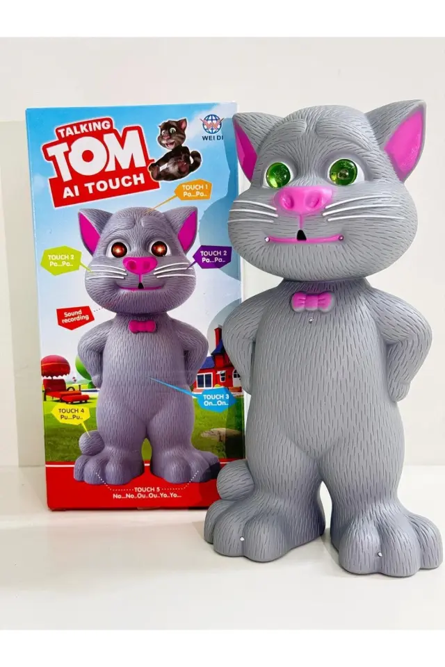 Tom kedi Konuşan, ses kaydeden ,müzikli, ışıklı kedi 23cm