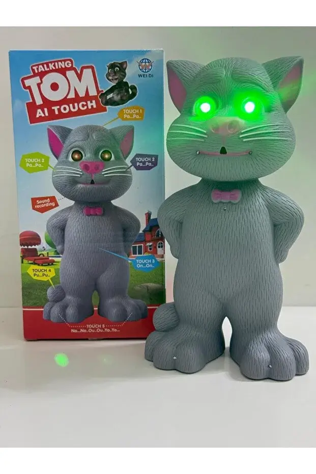 Tom kedi Konuşan, ses kaydeden ,müzikli, ışıklı kedi 23cm