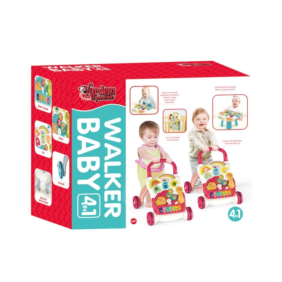 Walker Baby Piyanolu 4in1 Turkuaz Bebek Yürüteci