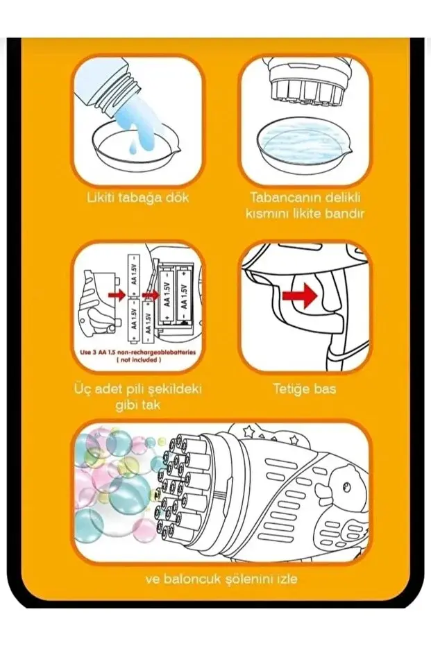 Duck Baloncuk Tabancası Köpük 23 Halkalı Pilli Baloncuk Köpük Tabancası