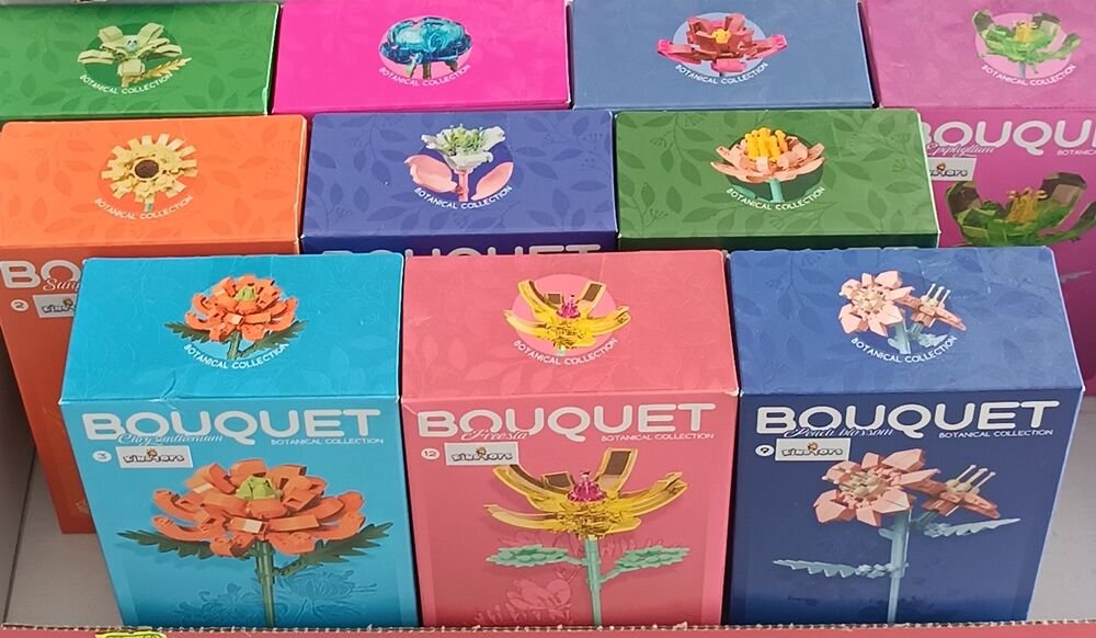 Mini Çicek Lego Seti - Dekoratif Çiçek Yapım Seti - Dekoratif Ev & Ofis Süsü | Hediyelik