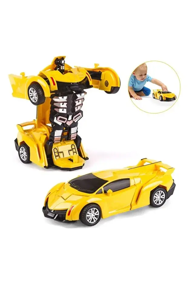 Transformers Robot Çek Bırak Kendinden Robota Dönüşen 1:32 Bugatti Lamborghini Araba