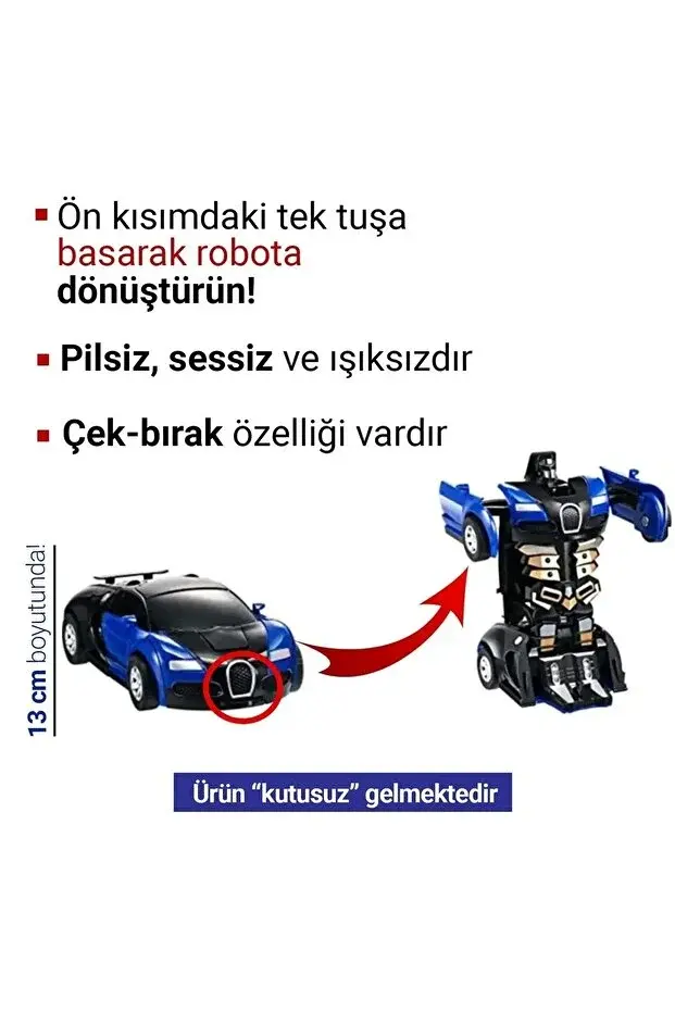 Transformers Robot Çek Bırak Kendinden Robota Dönüşen 1:32 Bugatti Lamborghini Araba