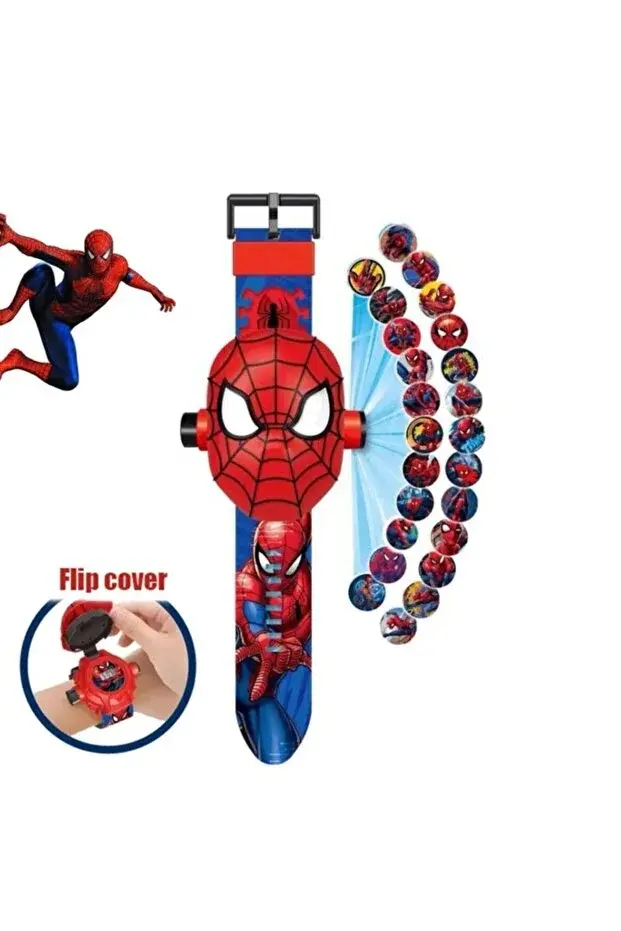 Çocuk Spiderman Figürlü Projeksiyonlu Dijital Kol Saati