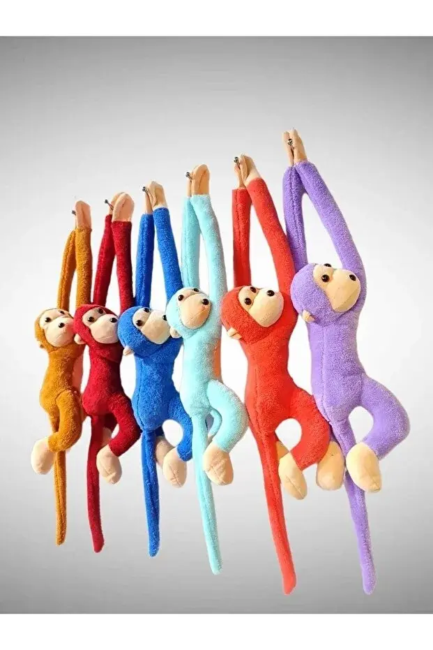 Peluş Sarılan Maymun - Karışık Renk - Sessiz Versiyon - Büyük Boy 70 cm