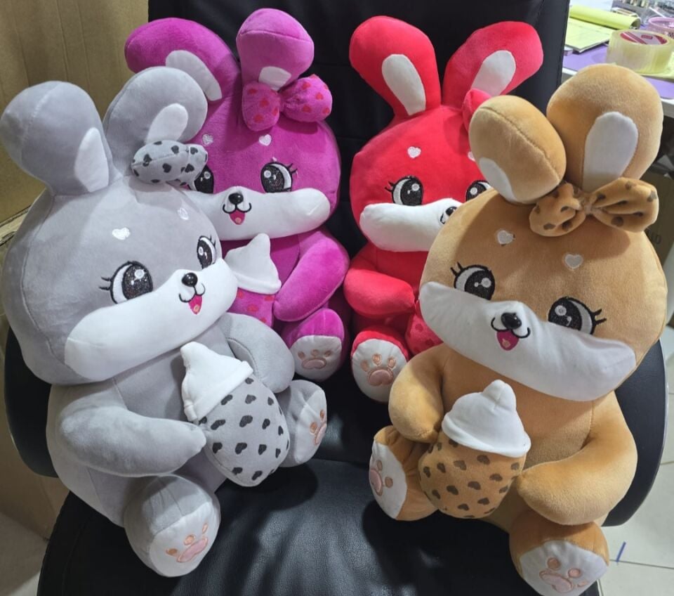 Süt Şişeli(Biberonlu) Peluş Tavşan Oyuncak - 30cm