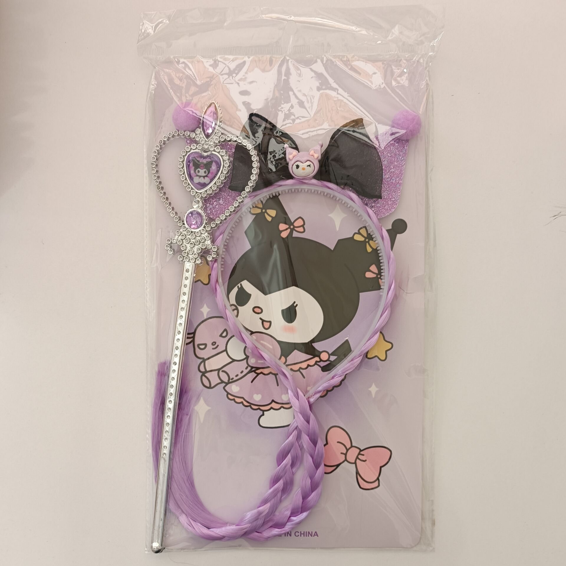 1 Adet Kuromi Örgü Saç Taç Asa Seti