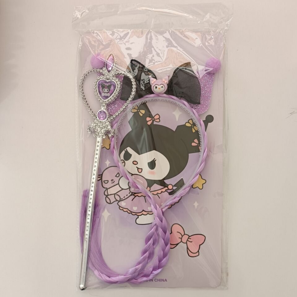 1 Adet Kuromi Örgü Saç Taç Asa Seti