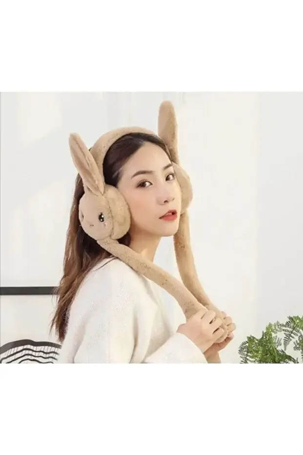 Peluş Tavşanlı Oynar Kulaklı Hareketli  Sesli Kulaklık