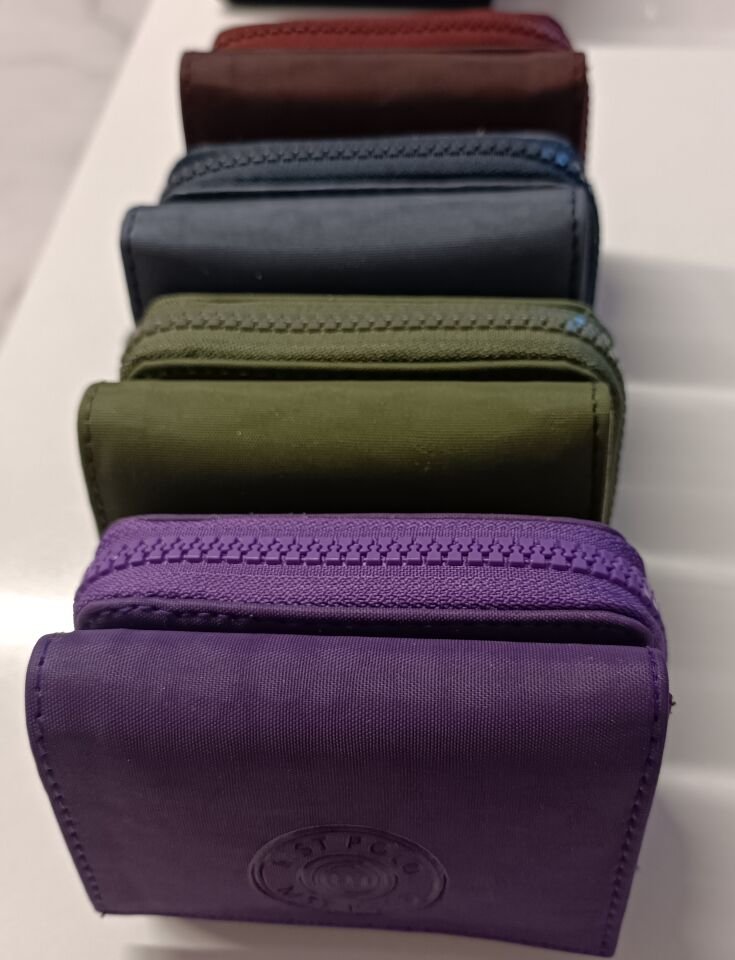 Kadın Kırınkıl Kumaş Çıtçıtlı Ve Fermuarlı Şık Cüzdan Kartlık Aksesuar